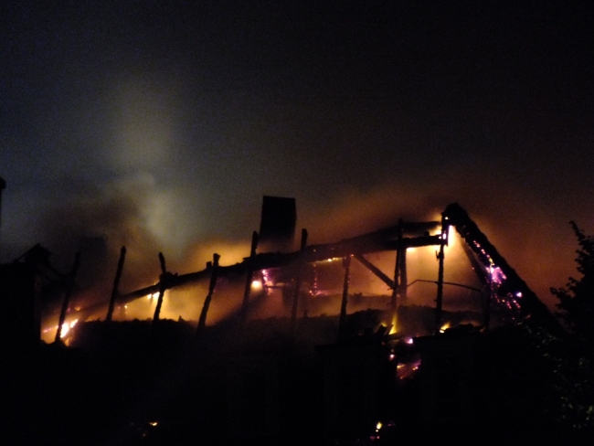 Dachstuhlbrand der ehemaligen Löwenapotheke in Rheine